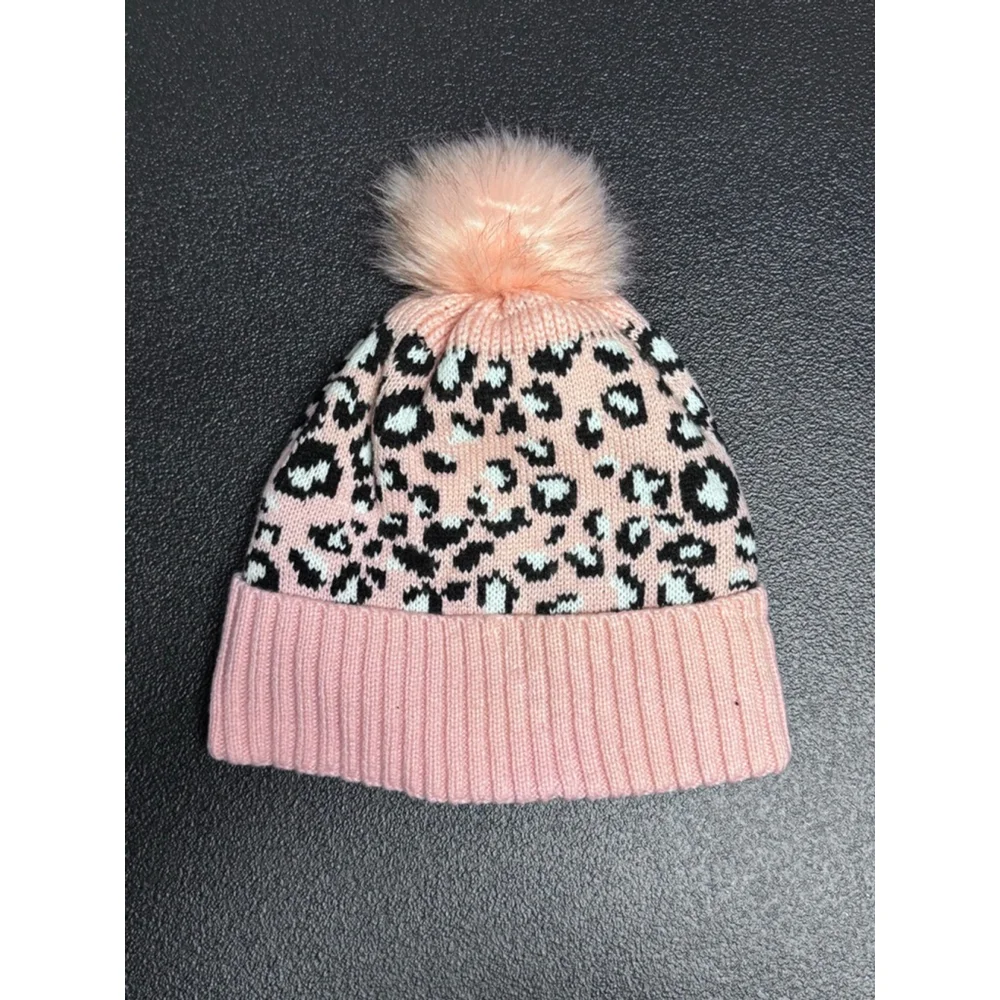 Women's Scarf, Hat and Glove Set, Pink‎ and Black Leopard Print